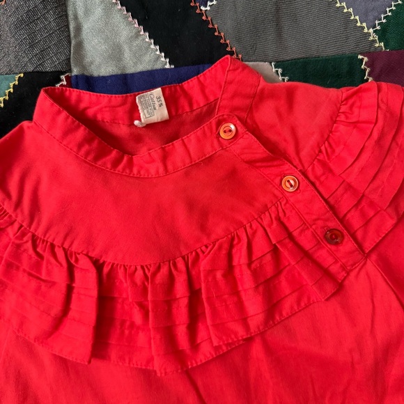 Vintage Red Ruffle Blouse - Picture 3 of 5
